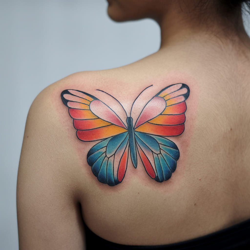 Butterfly with Color Block Wings