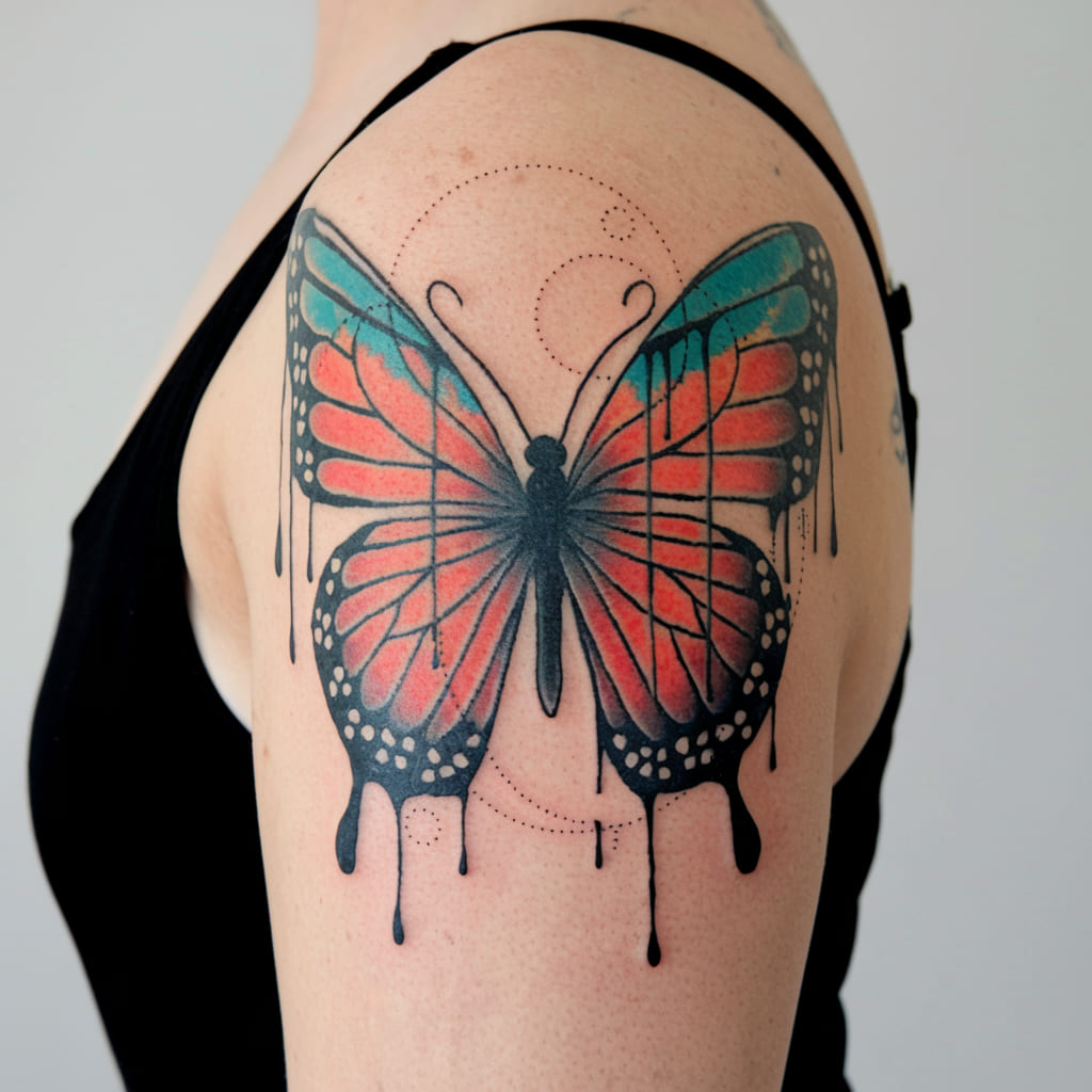 Butterfly with Dripping Paint Wings