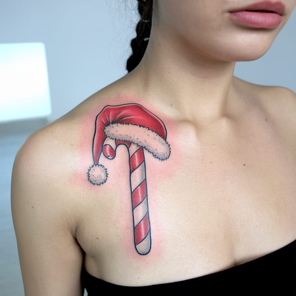 Candycane with a Santa Hat