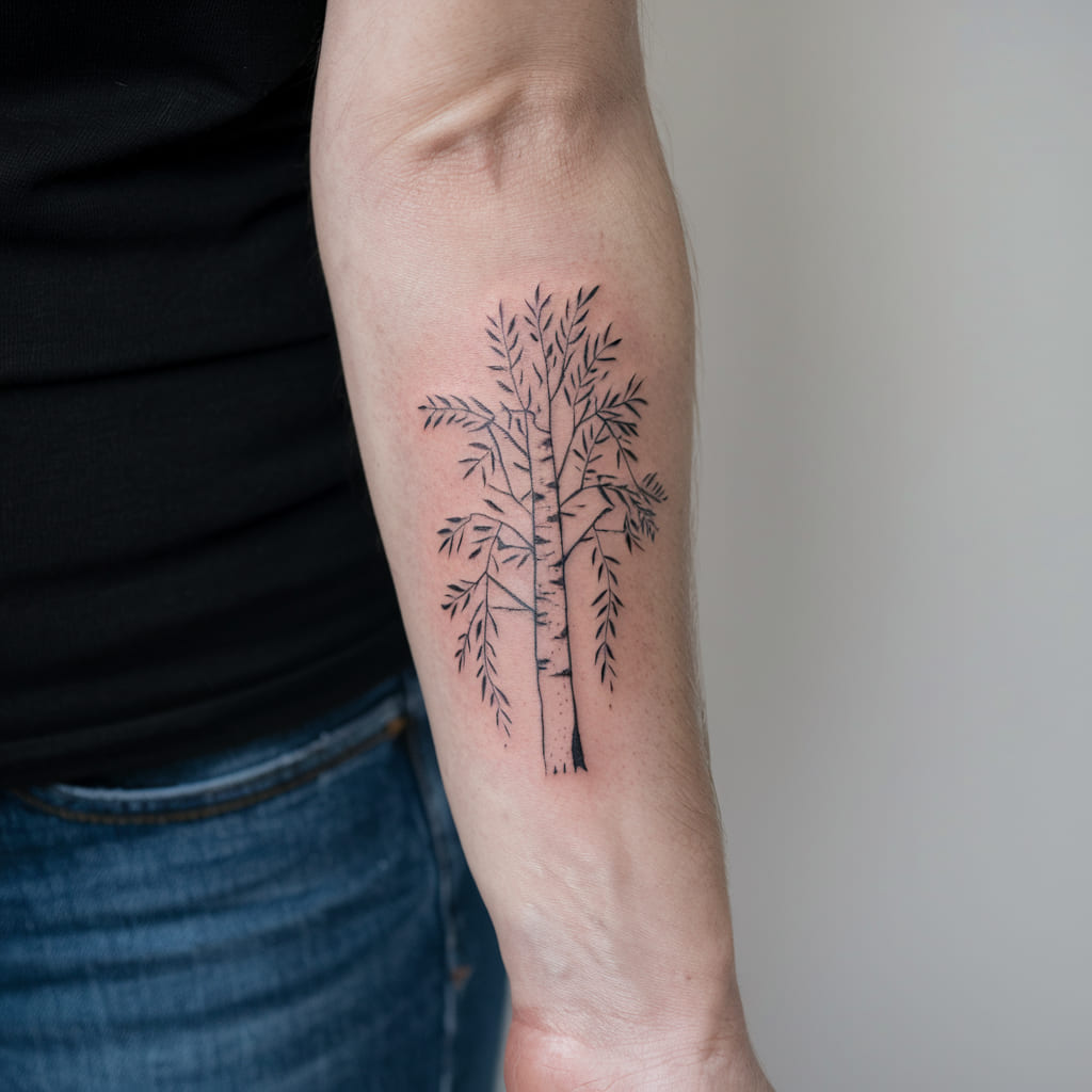 Dainty Birch Tree Ink