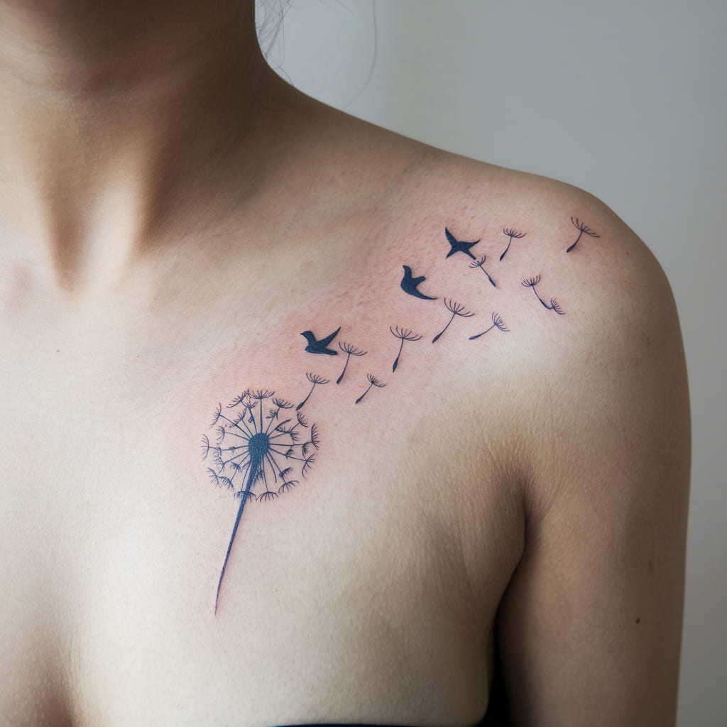 Dandelion Seeds Floating Into Birds