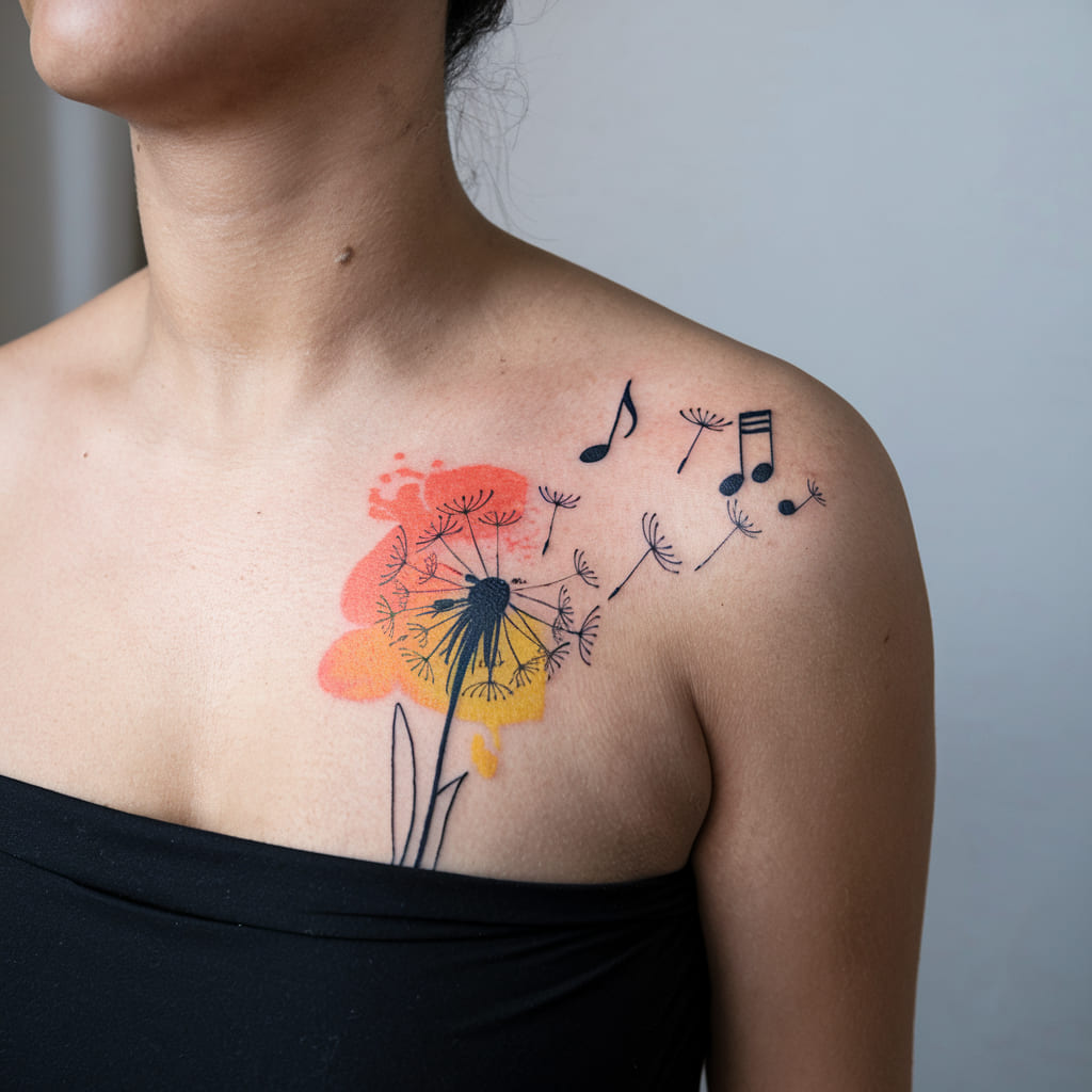 Dandelion with Music Notes