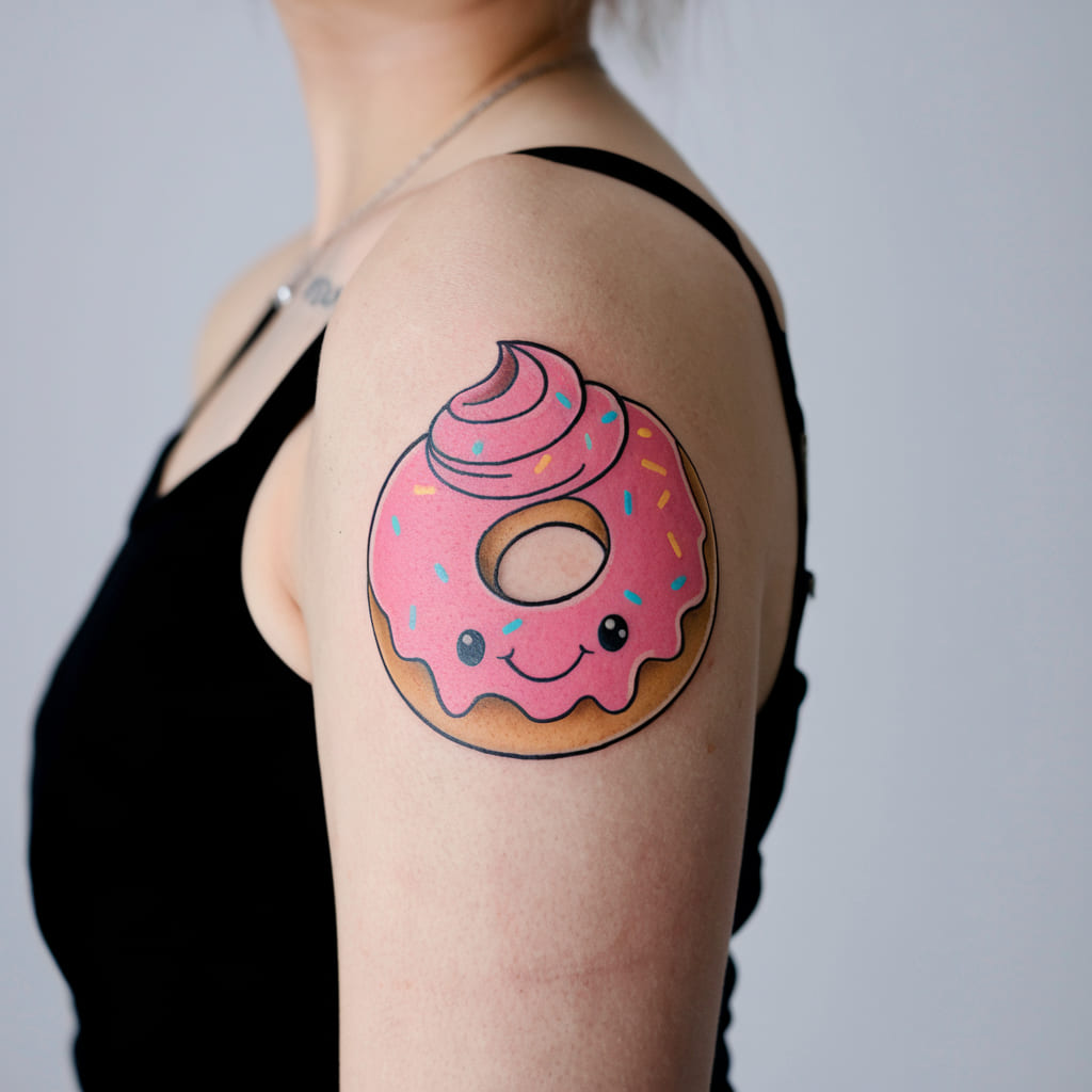 Donut with Pink Frosting and a Smiley Face