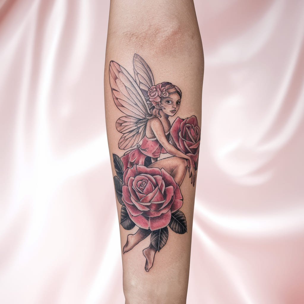 Fairy with Roses Tattoo