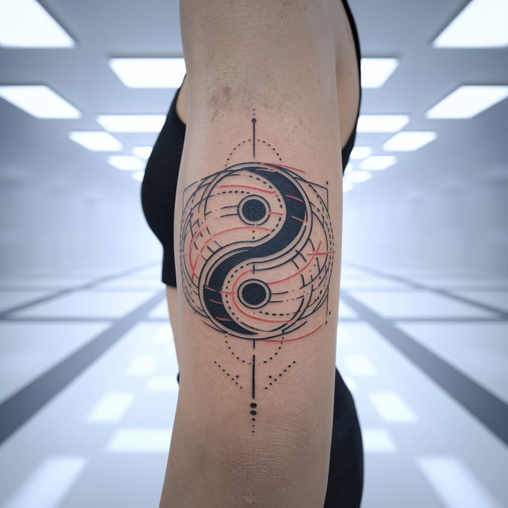 Geometric Yin Yang Tattoo