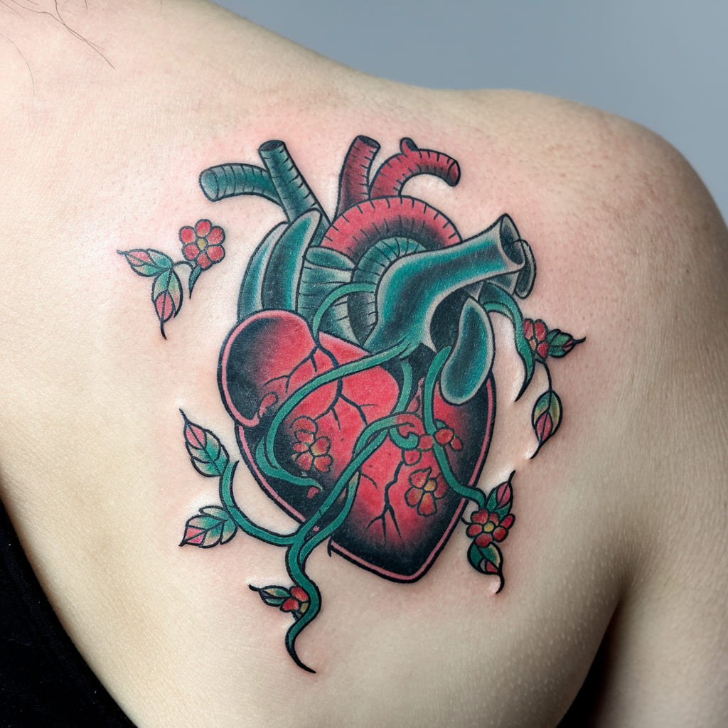 Heart with Vines Tattoo