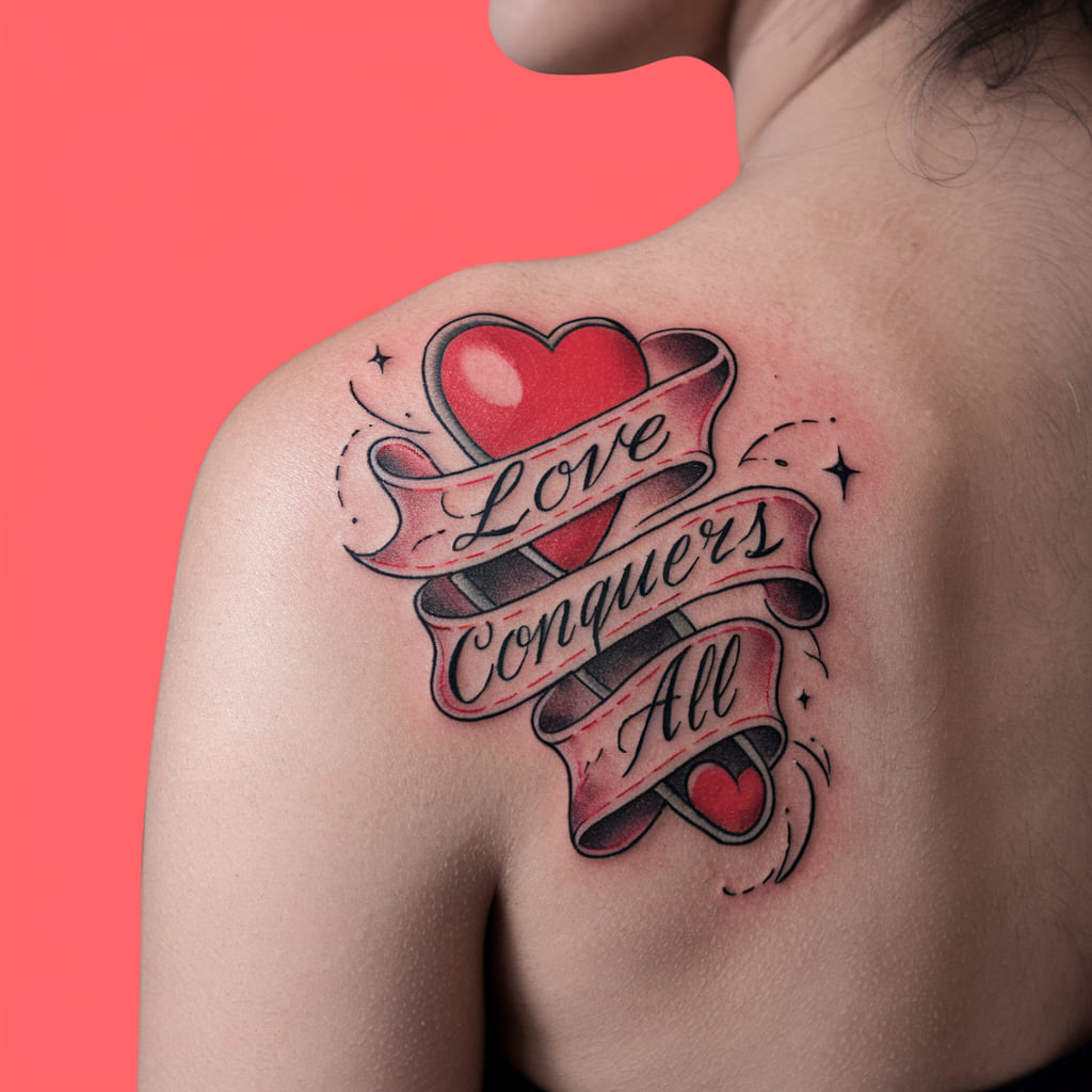 Hearts and Ribbon Tattoo