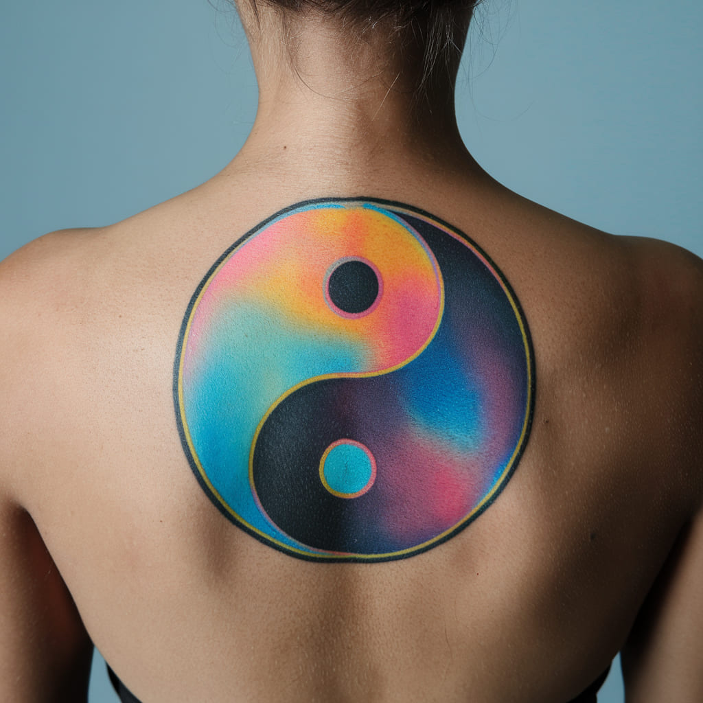 Holographic Yin Yang Tattoo