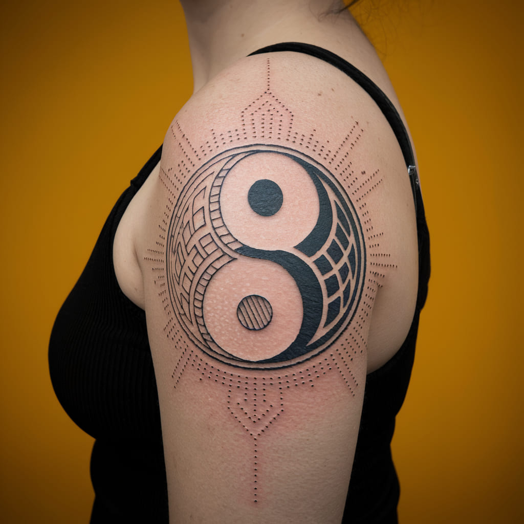 Laser-Engraved Yin Yang Tattoo