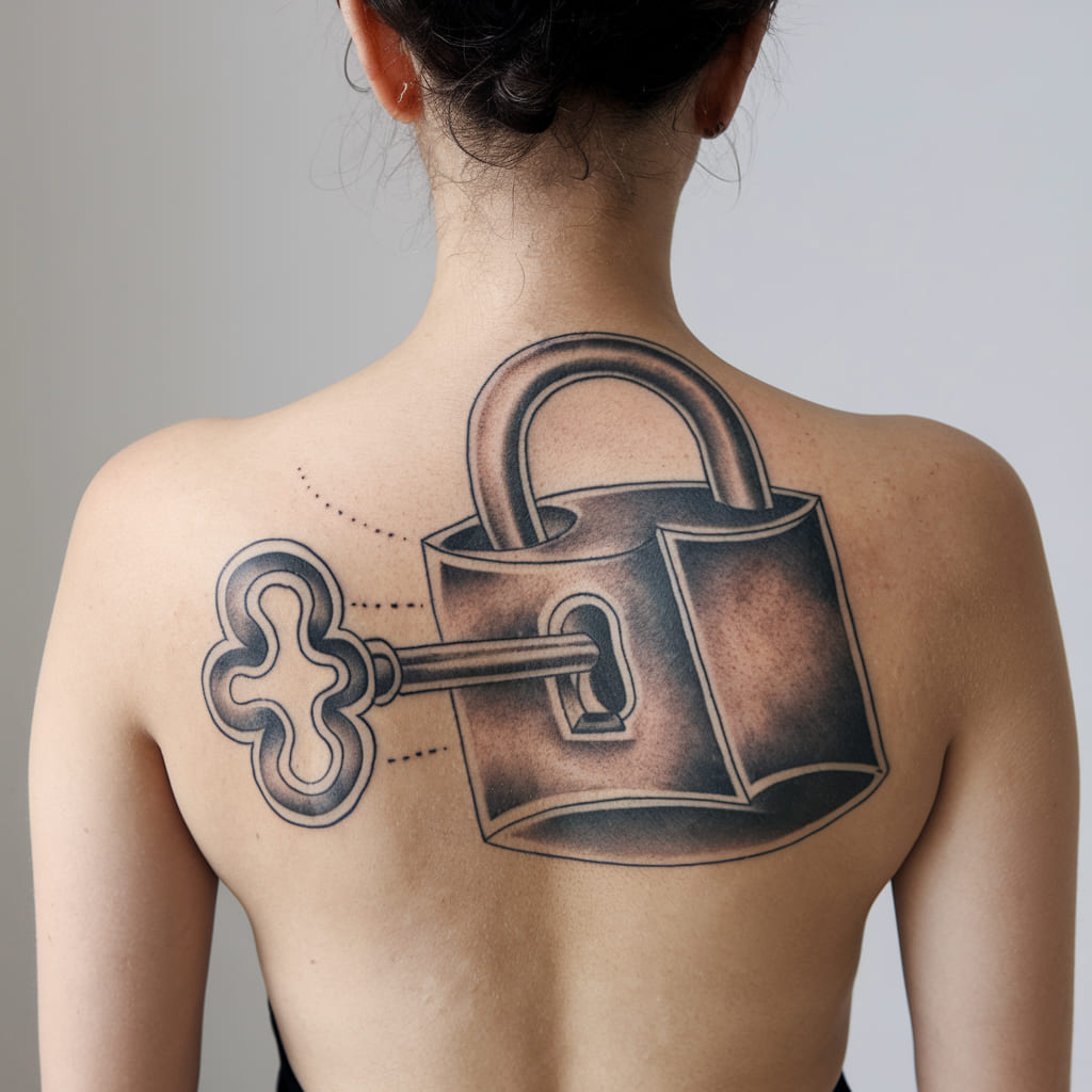 Lock and Key Family Tattoo