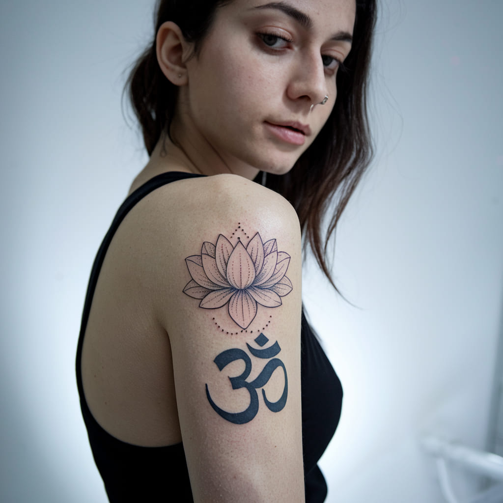 Lotus and Om Symbol