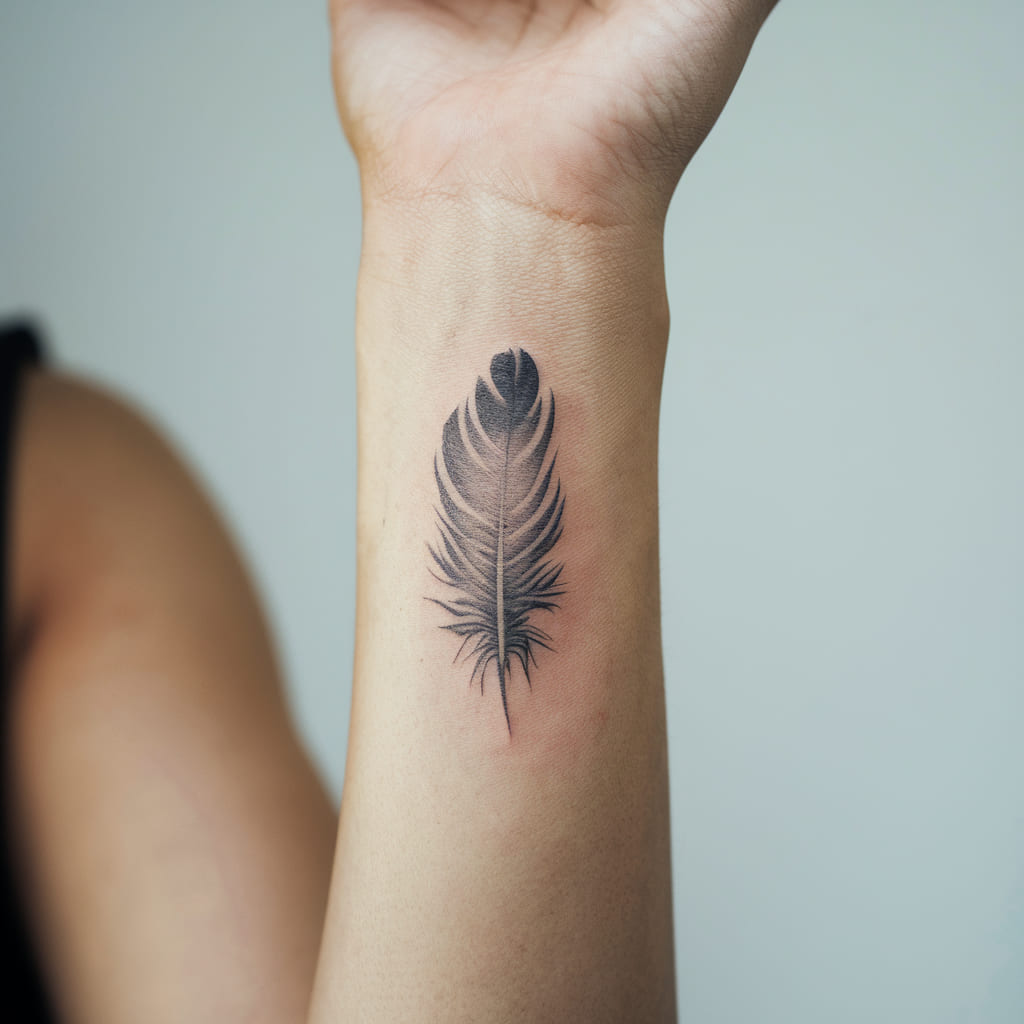 Minimalist Turkey Feather Tattoo