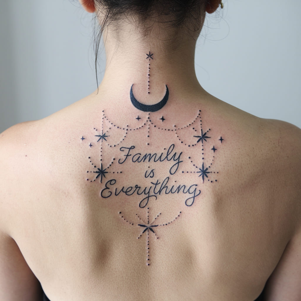 Moon and Stars Family Tattoo