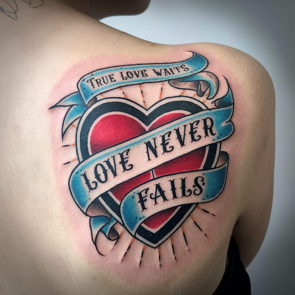 Old-School Heart and Banner Tattoo