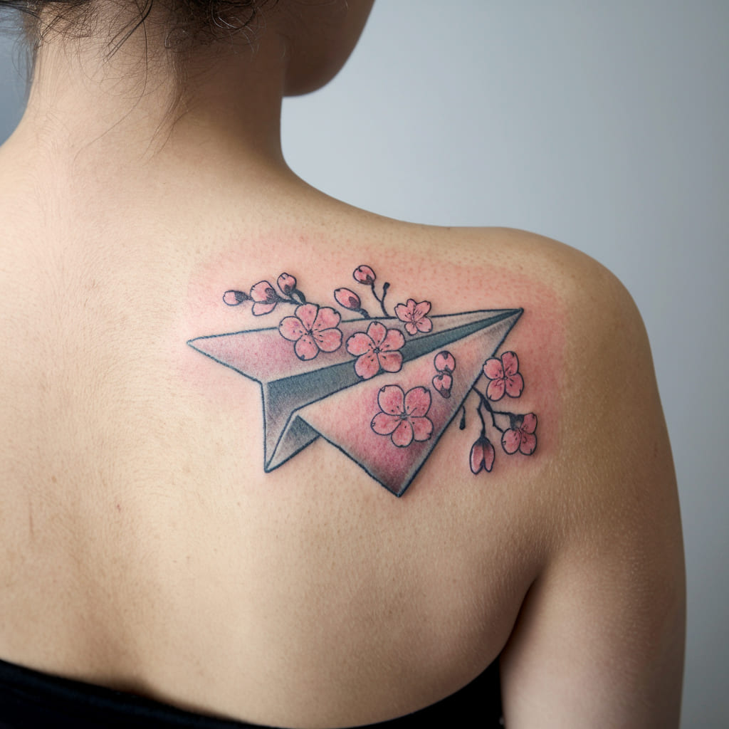 Paper Airplane with Cherry Blossoms