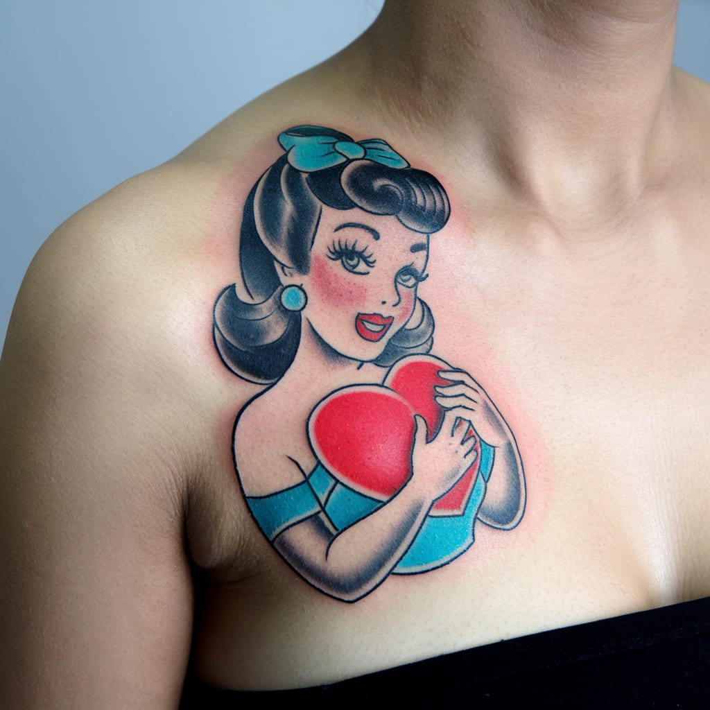 Pin-Up Girl with a Heart Tattoo