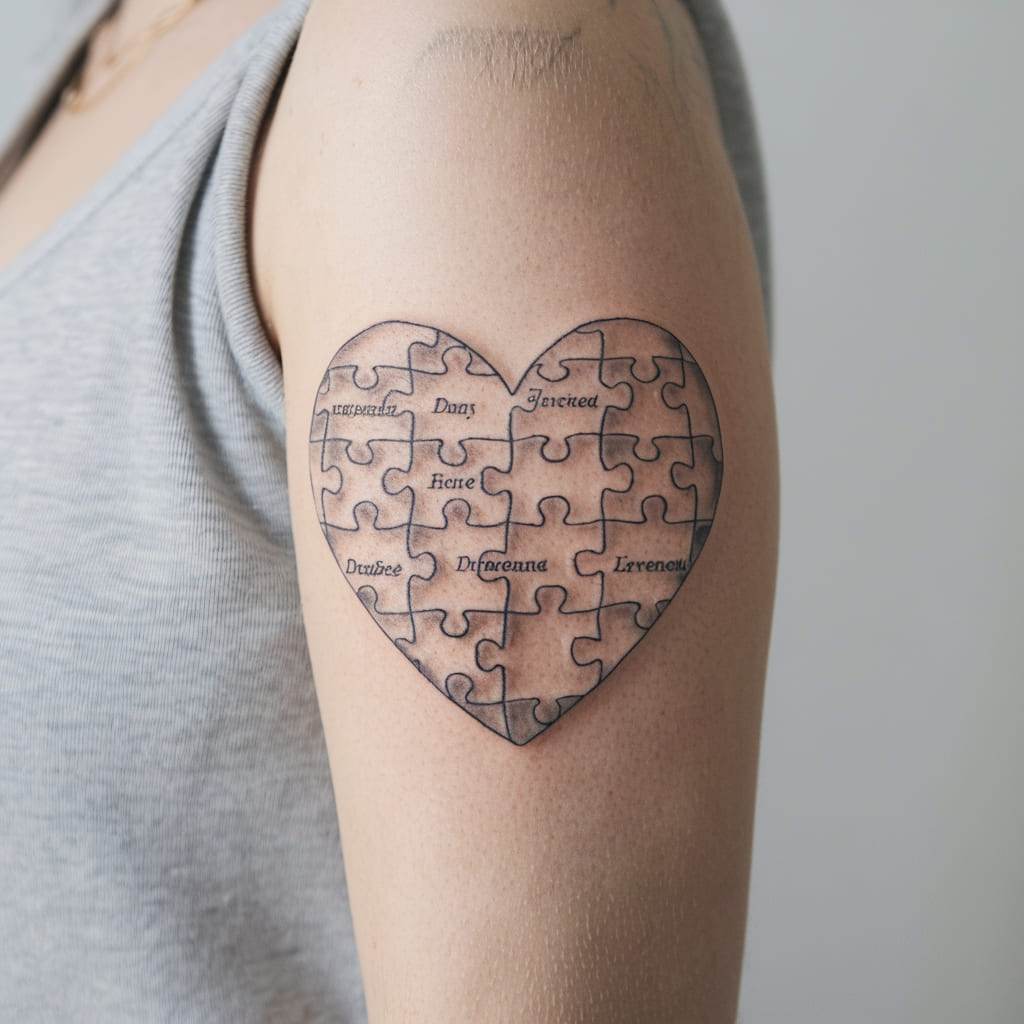 Puzzle Piece Family Tattoo