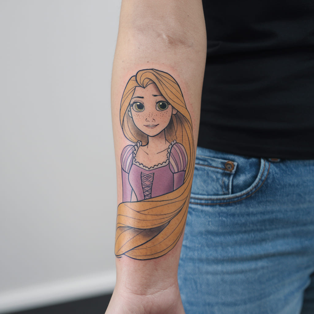 Rapunzel Long Hair Tattoo