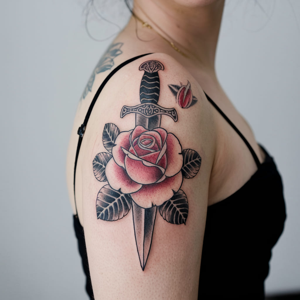 Rose and Dagger Tattoo