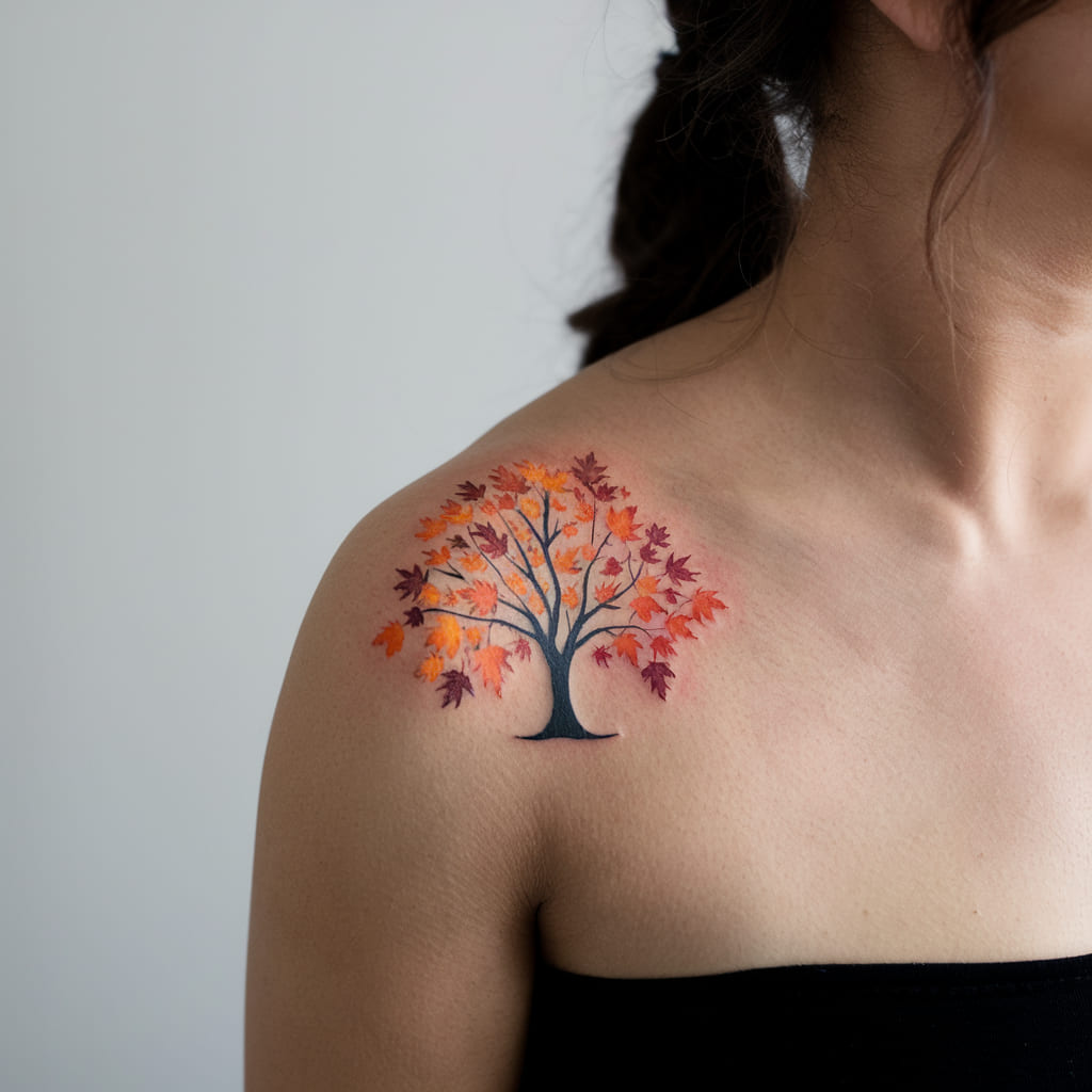 Simple Autumn Tree Tattoo