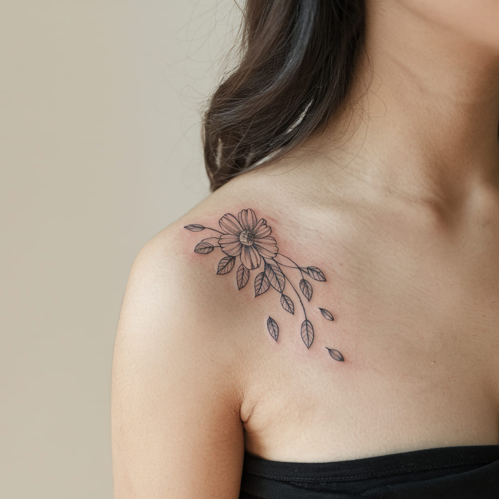 Small Fall Flower Tattoo