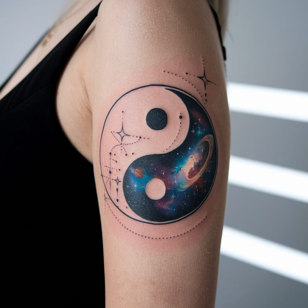 Space-Inspired Yin Yang Tattoo