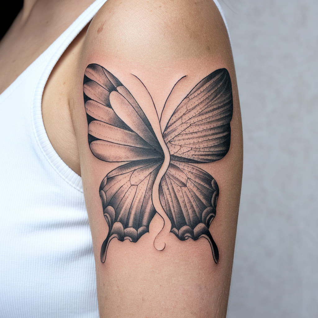 Split Butterfly Design with Opposite Textures