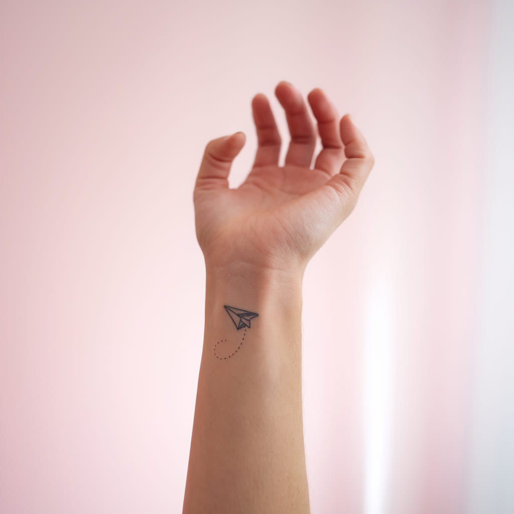 Tiny Paper Airplane on Wrist