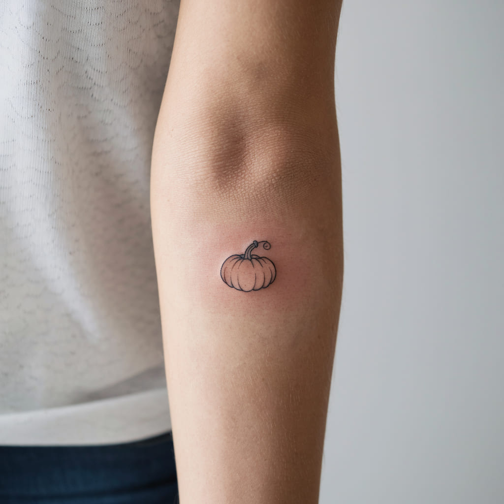 Tiny Pumpkin Stem Tattoo