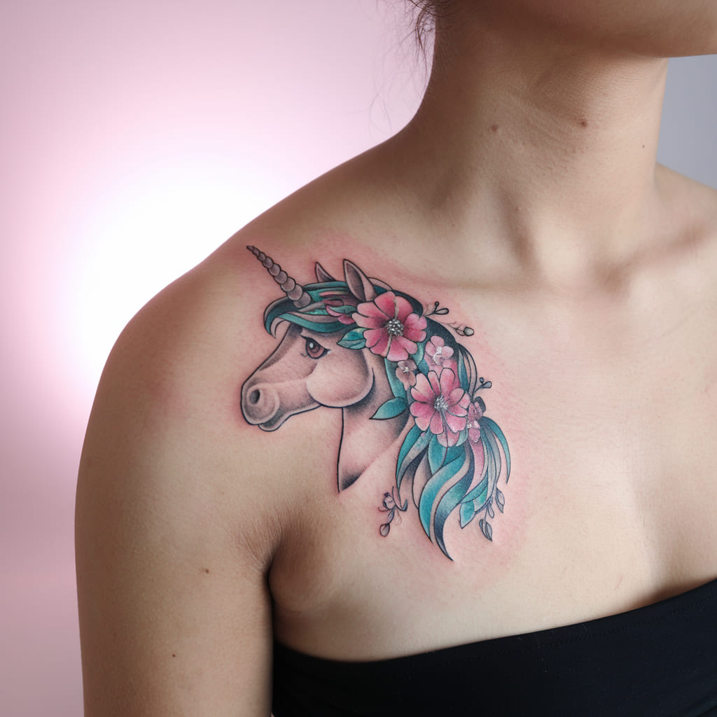 Unicorn with Floral Mane