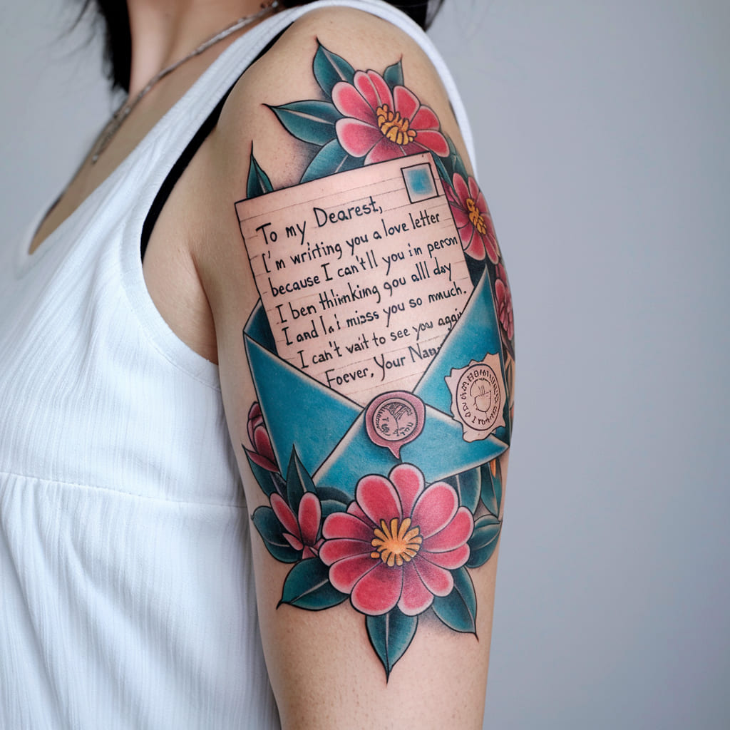 Vintage Love Letter and Envelope Tattoo