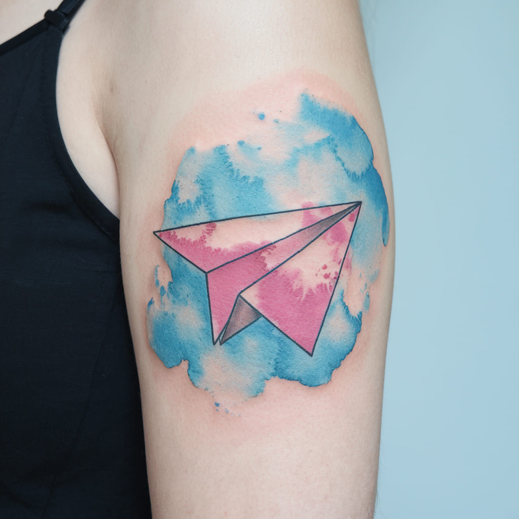 Watercolor Paper Airplane