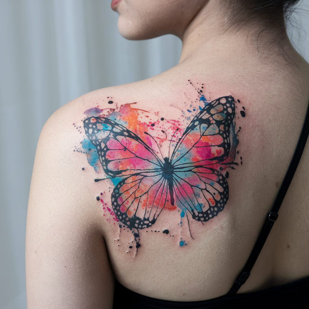 Watercolor Splatter Butterfly