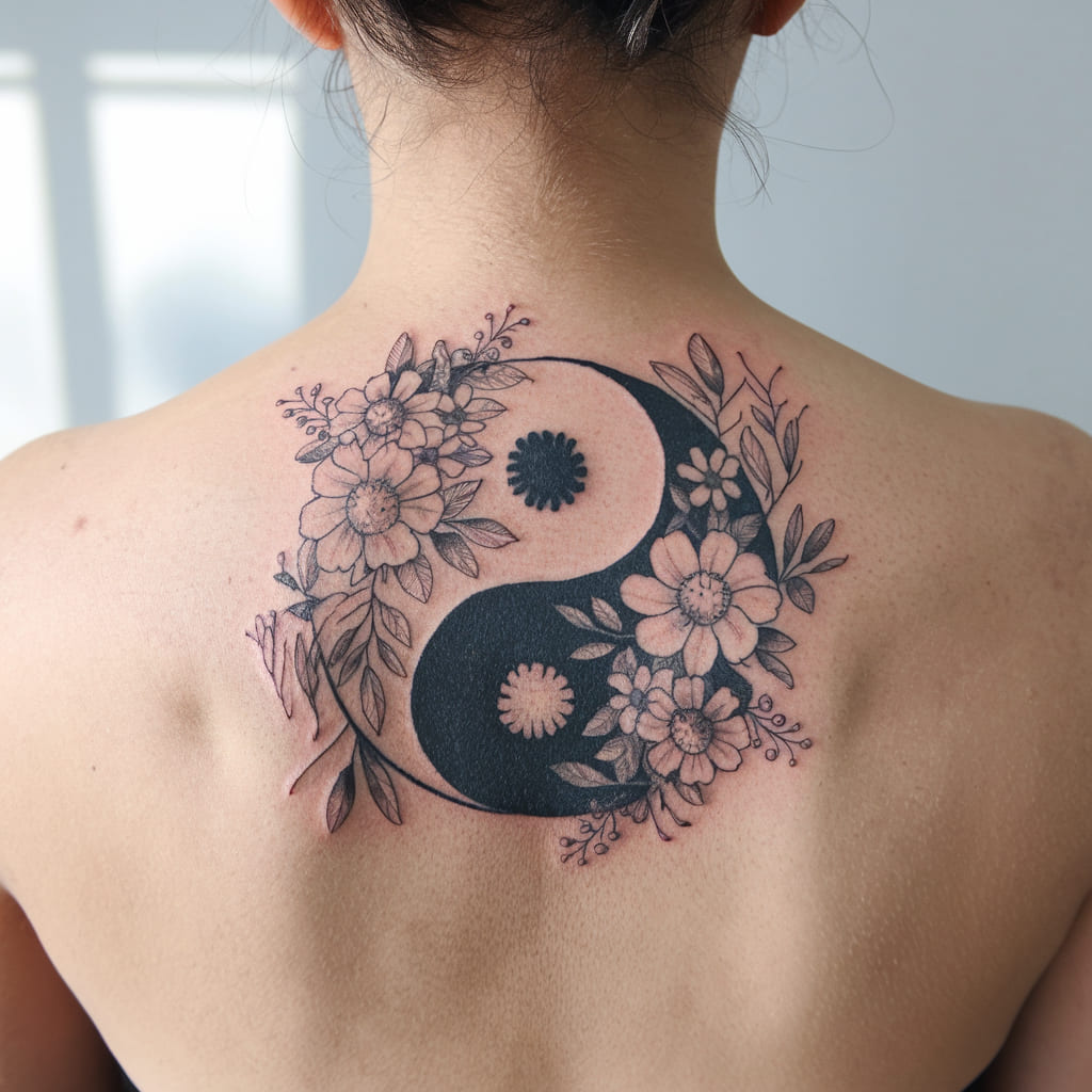 Yin and Yang with Flowers